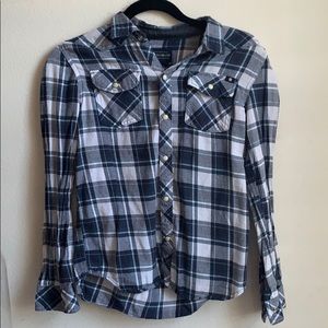 BOYS Lucky Blue and White Plaid Flannel Shirt